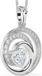 Diamond Platinum Circle Heart Necklace