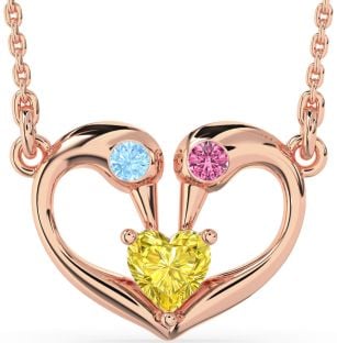 Rose Gold Swan Heart Necklace