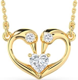Diamond Gold Swan Heart Necklace