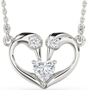 Diamond Platinum Swan Heart Necklace