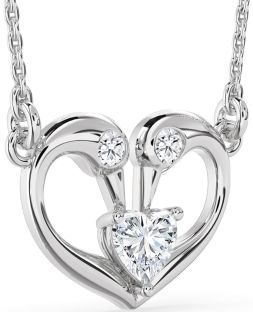 Diamond Platinum Swan Heart Necklace
