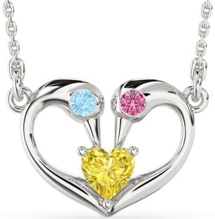 Platinum Swan Heart Necklace