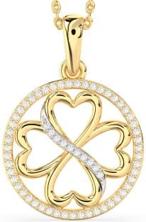 Diamond Gold Clover Circle Necklace