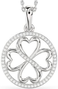 Diamond Platinum Clover Circle Necklace