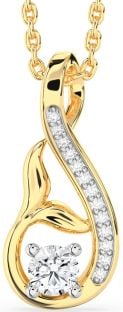 Diamond Platinum & Yellow Gold Infinity Whale Tail Necklace
