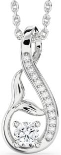 Diamond Platinum Infinity Whale Tail Necklace