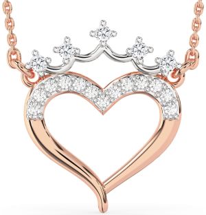 Diamond Platinum & Rose Gold Heart Crown Necklace