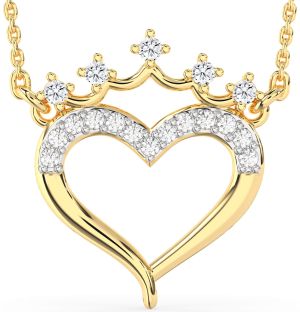 Diamond Gold Heart Crown Necklace