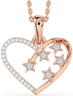 Diamond Rose Gold Heart Star Necklace