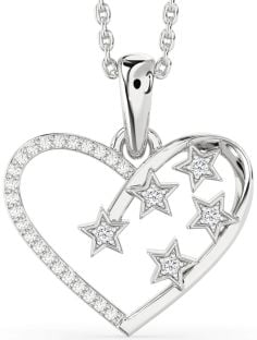 Diamond Platinum Heart Star Necklace