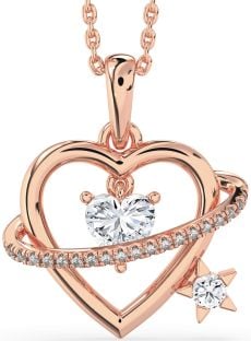 Diamond Rose Gold Heart Star Necklace