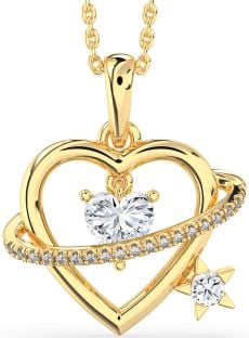 Diamond Gold Heart Star Necklace