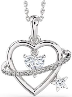 Diamond Platinum Heart Star Necklace