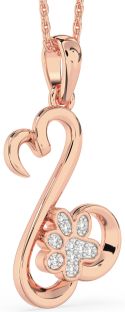 Diamond Rose Gold Heart Paw Necklace