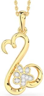 Diamond Gold Heart Paw Necklace