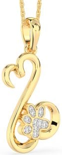 Diamond Gold Heart Paw Necklace