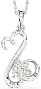 Diamond Platinum Heart Paw Necklace