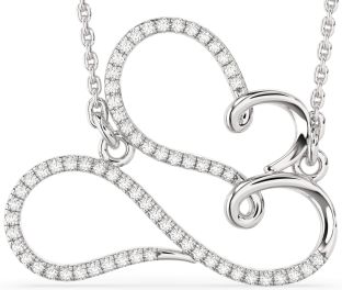 Large Diamond Platinum Heart Infinity Necklace