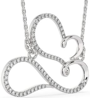 Large Diamond Platinum Heart Infinity Necklace