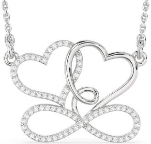Large Diamond Platinum Heart Infinity Necklace