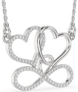 Large Diamond Platinum Heart Infinity Necklace