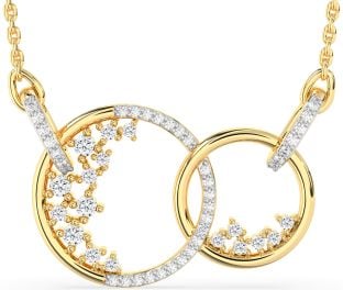 Large Diamond Gold Circle Interlock Necklace
