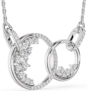 Large Diamond Platinum Circle Interlock Necklace