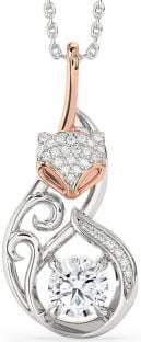 Large Diamond Platinum & Rose Gold Cat Necklace