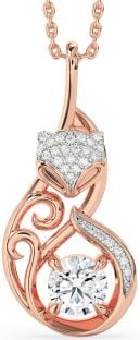 Large Diamond Rose Gold Cat Necklace