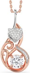 Large Diamond Platinum & Rose Gold Cat Necklace