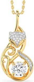 Large Diamond Gold Silver Cat Necklace