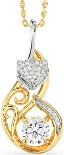 Large Diamond Platinum & Yellow Gold Cat Necklace