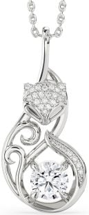 Large Diamond Platinum Cat Necklace