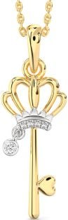 Diamond Platinum & Yellow Gold Heart Crown Necklace