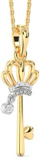 Diamond Platinum & Yellow Gold Heart Crown Necklace