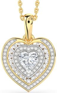 Diamond White Yellow Gold Heart Necklace