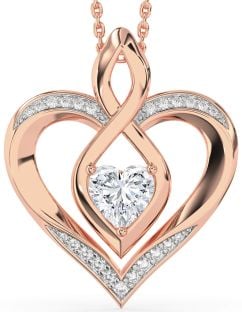 Large Diamond Rose Gold Heart Infinity Necklace