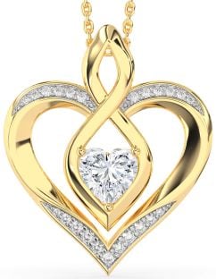 Large Diamond Gold Silver Heart Infinity Necklace