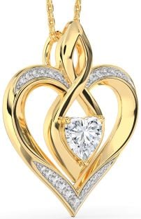 Large Diamond Gold Silver Heart Infinity Necklace