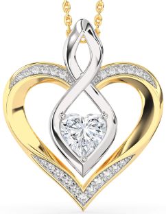 Large Diamond Platinum & Yellow Gold Heart Infinity Necklace