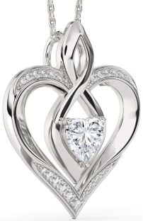 Large Diamond Silver Heart Infinity Necklace