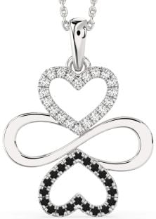 Large Black Diamond Platinum Heart Infinity Necklace