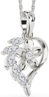Diamond Platinum Heart Flower Necklace