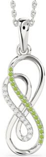 Diamond & Peridot Platinum Infinity Necklace