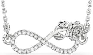 Diamond Platinum Infinity Flower Necklace