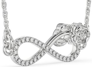 Diamond Platinum Infinity Flower Necklace