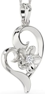 Diamond Platinum Heart Flower Necklace