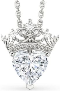 Diamond White Gold Heart Crown Necklace