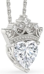 Diamond White Gold Heart Crown Necklace
