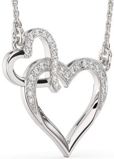Large Diamond Platinum Heart Interlock Necklace